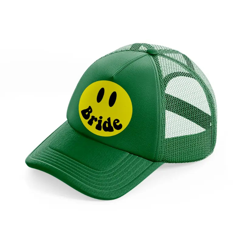 smiley face bride green trucker hat