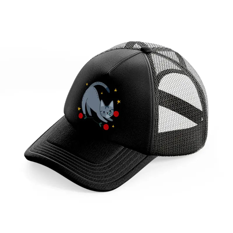 004-flower-black-trucker-hat