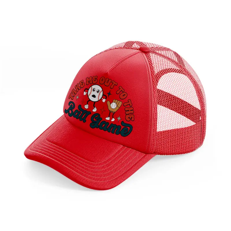 take me out to the ball game-red-trucker-hat