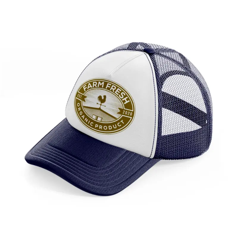 farm fresh organic product-navy-blue-and-white-trucker-hat