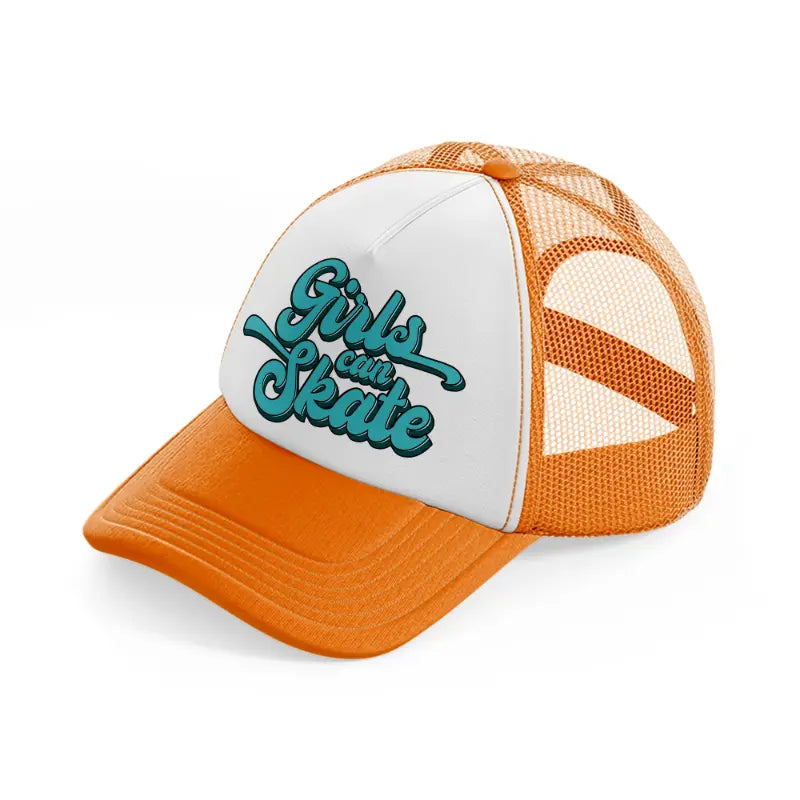 girls can skate-orange-trucker-hat