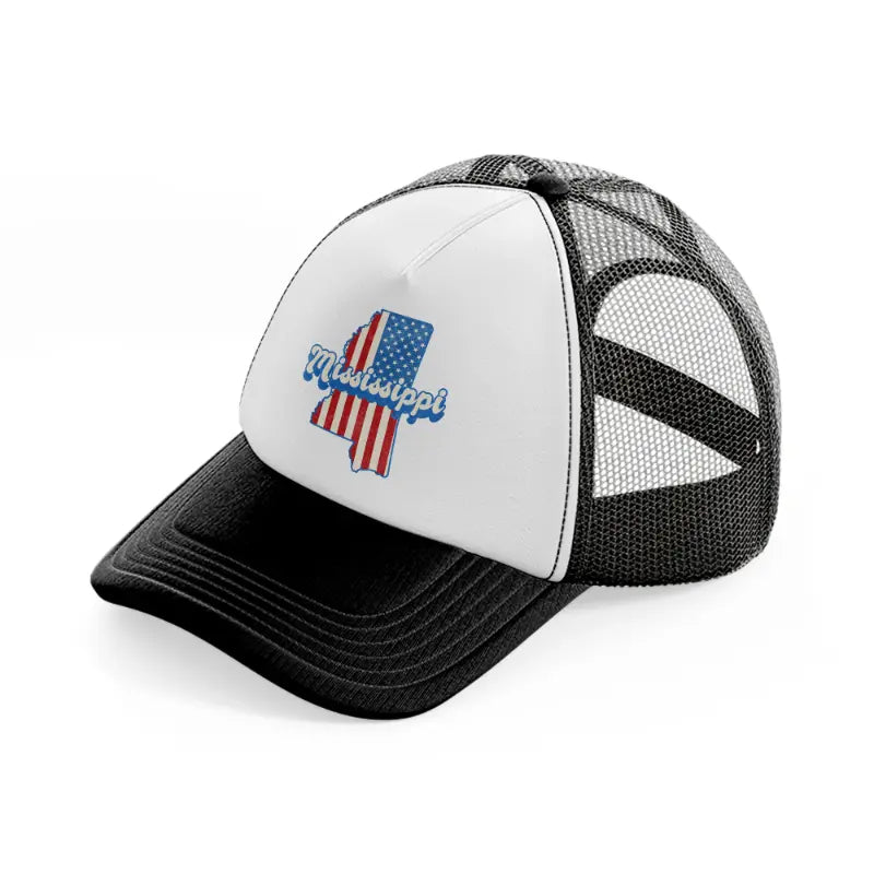 mississippi flag black and white trucker hat