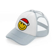 happy face with santa hat-grey-trucker-hat