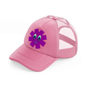 purple smiley flower-pink-trucker-hat