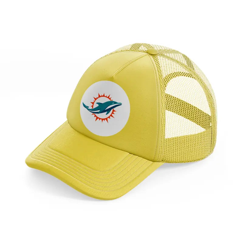 miami dolphins white badge-gold-trucker-hat
