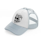 demon's skull grey trucker hat