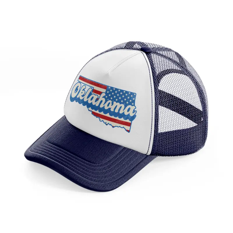 oklahoma flag-navy-blue-and-white-trucker-hat