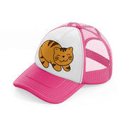 cat smiling-neon-pink-trucker-hat