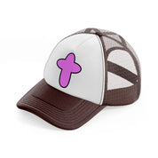 pink cross-brown-trucker-hat