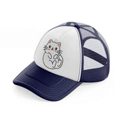 white kitten-navy-blue-and-white-trucker-hat
