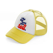 groovy love sentiments gs 04 yellow trucker hat