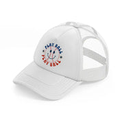 play ball white trucker hat