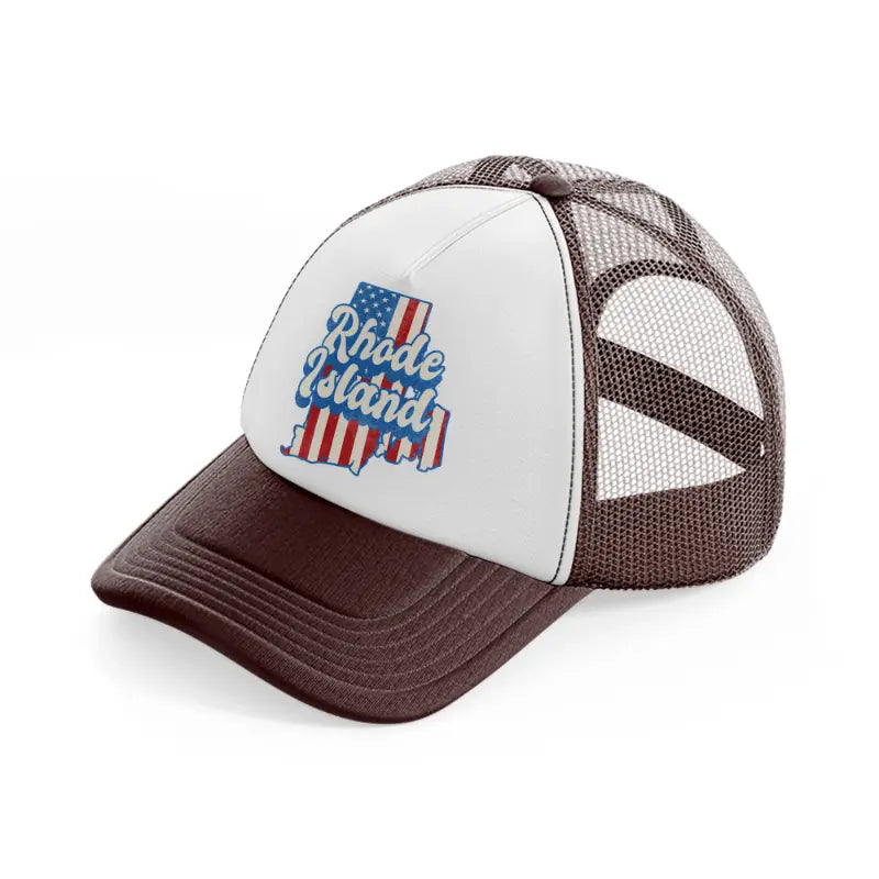 rhode island flag-brown-trucker-hat