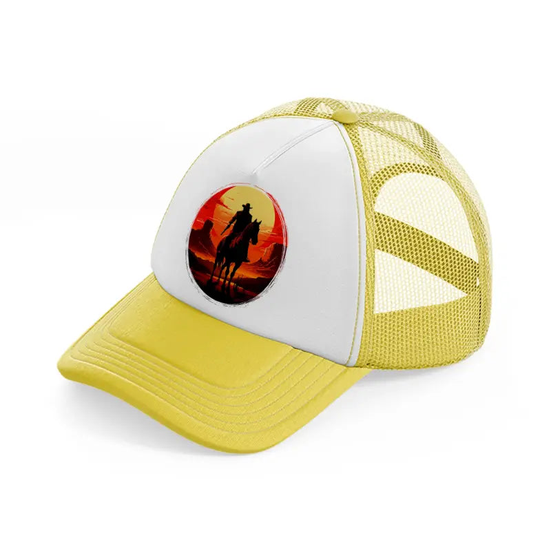 cowboy picture yellow trucker hat