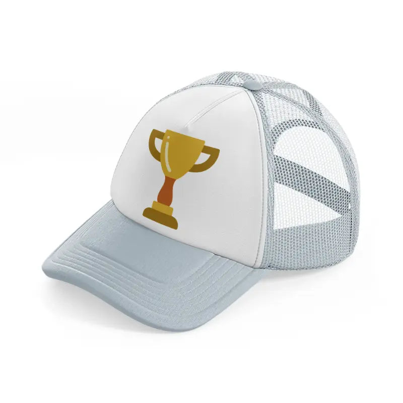 gold trophy-grey-trucker-hat