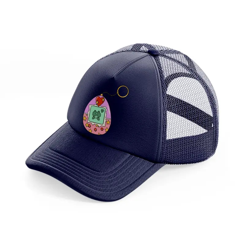 egg keychain navy blue trucker hat