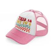 this is my 70's costume pink and white trucker hat