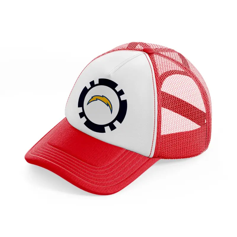 los angeles chargers supporter-red-and-white-trucker-hat