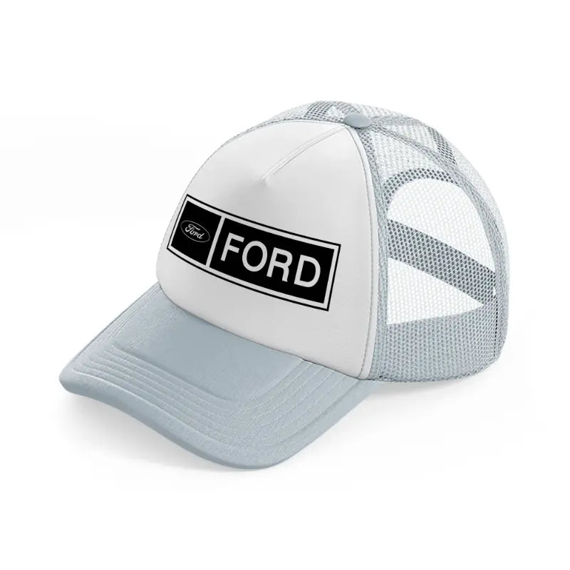 ford b&w grey trucker hat