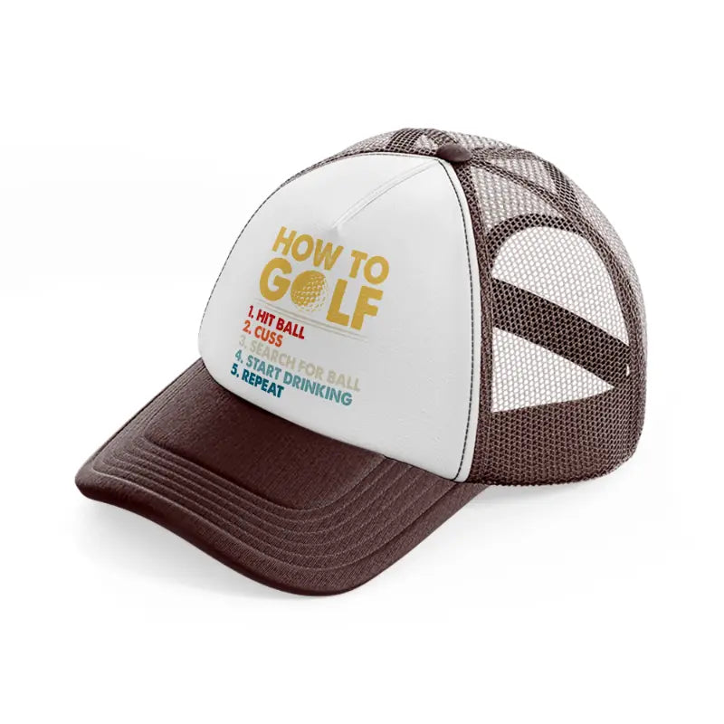 how to golf-brown-trucker-hat