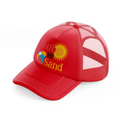 sun and sand-red-trucker-hat