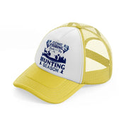 gone fishing back by hunting season-yellow-trucker-hat