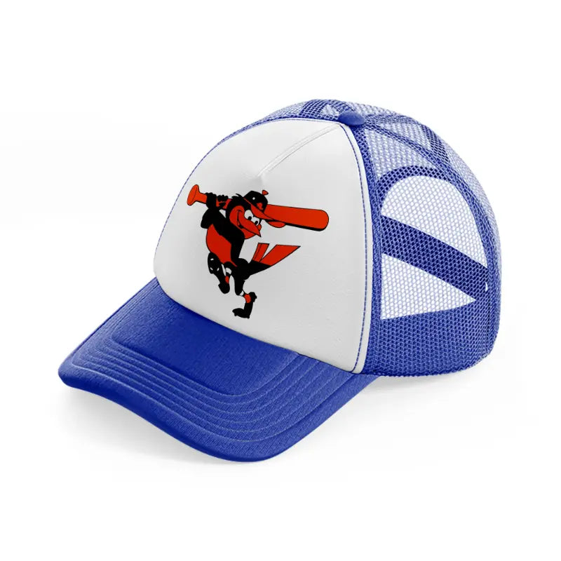 baltimore orioles cartoon blue and white trucker hat