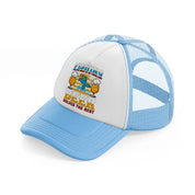 fishing solves most of my problems beer solves the rest sky blue trucker hat