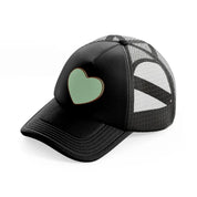 green heart black trucker hat