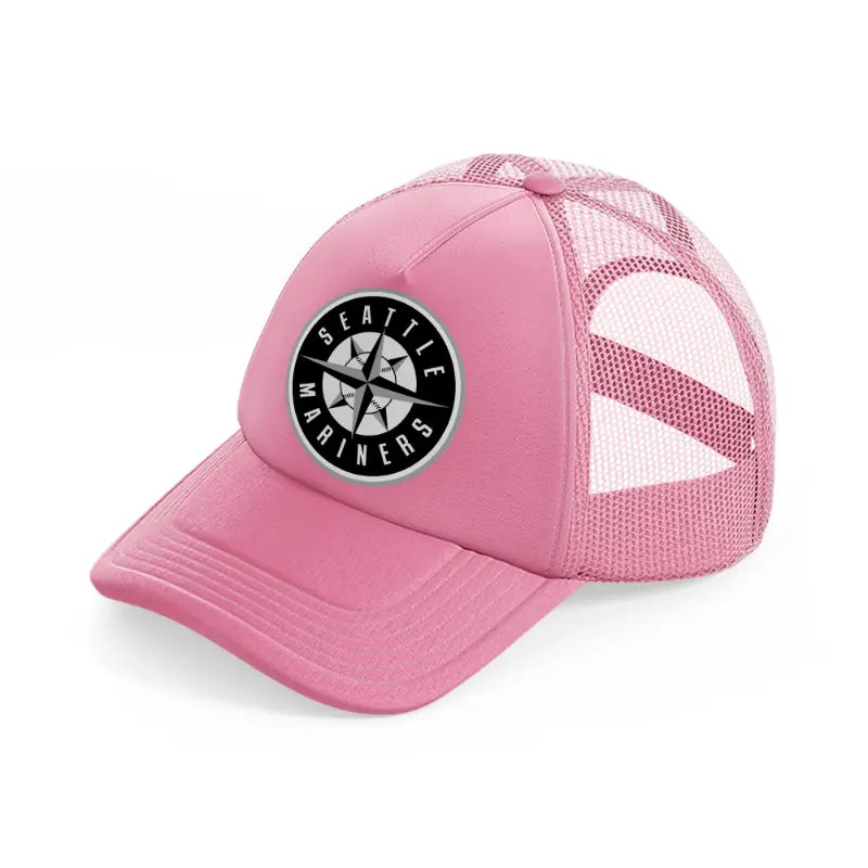 seattle mariners black & white-pink-trucker-hat