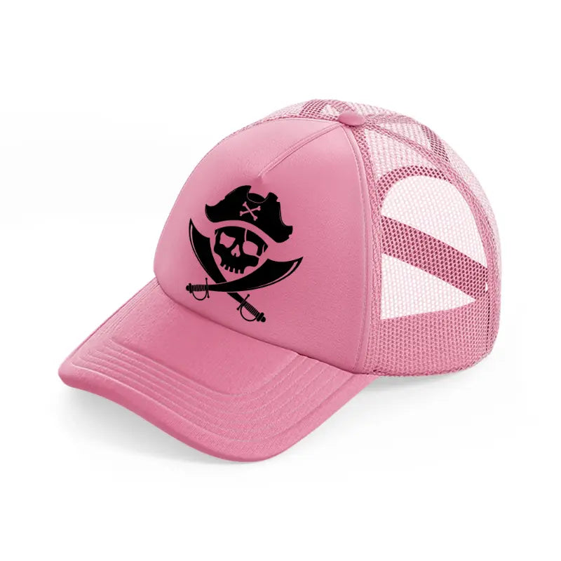 pirate skull-pink-trucker-hat