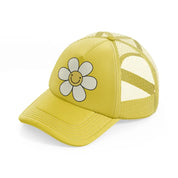 smiley flower-gold-trucker-hat