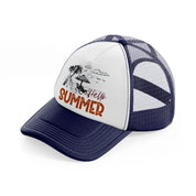 hello summer navy blue and white trucker hat