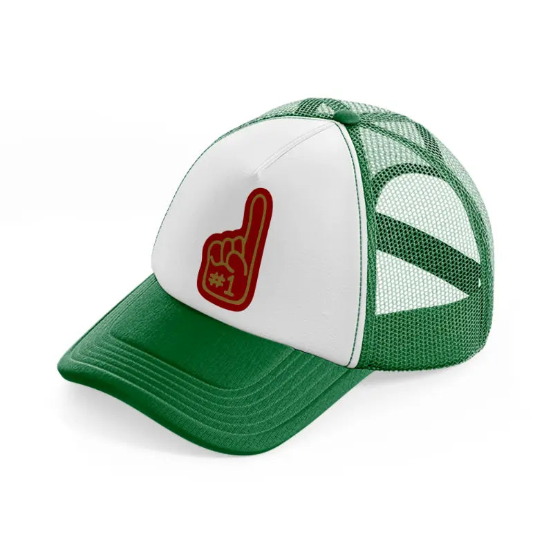 49ers #1 fan finger-green-and-white-trucker-hat