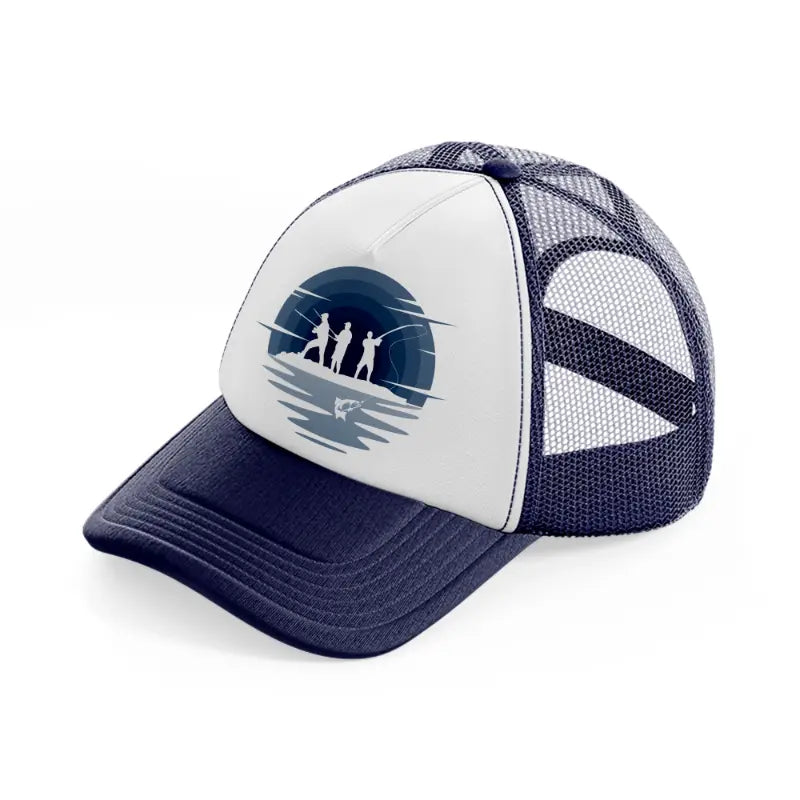 fishermen navy blue and white trucker hat