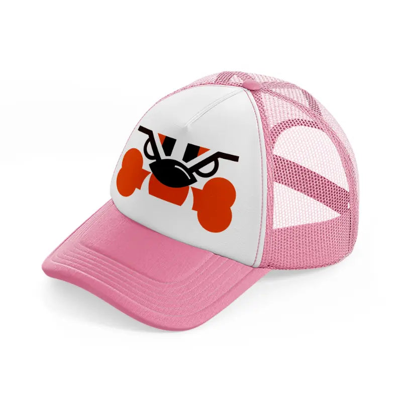 cleveland browns minimalistic-pink-and-white-trucker-hat
