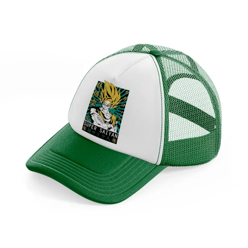 super saiyan-green-and-white-trucker-hat