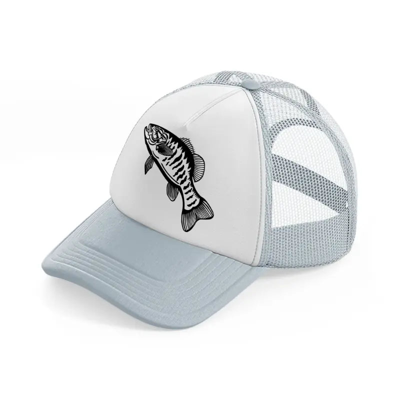 smallmouth bass fish grey trucker hat