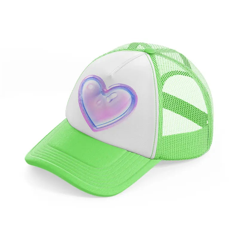 heart purple-lime-green-trucker-hat
