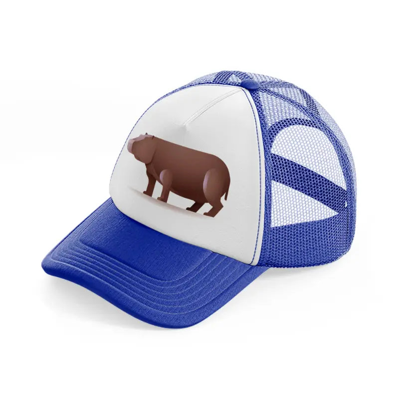 007 hippopotamus blue and white trucker hat