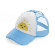 sunny face-sky-blue-trucker-hat