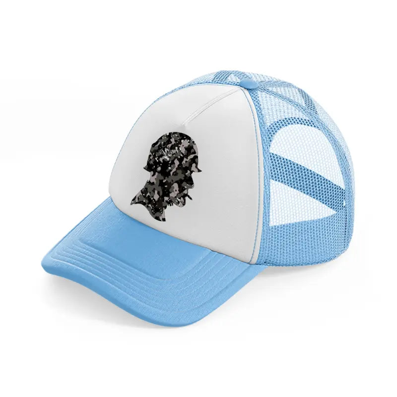 camo soldier-sky-blue-trucker-hat