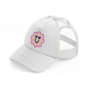 smiley flower sticker-white-trucker-hat