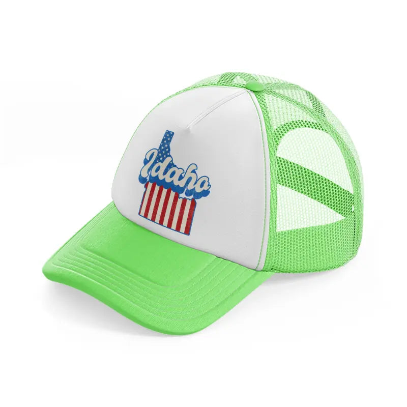 idaho flag lime green trucker hat