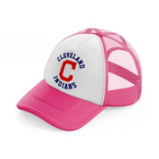 cleveland indians circle-neon-pink-trucker-hat