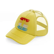 golf player with cap retro-gold-trucker-hat