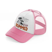 hello summer pink and white trucker hat