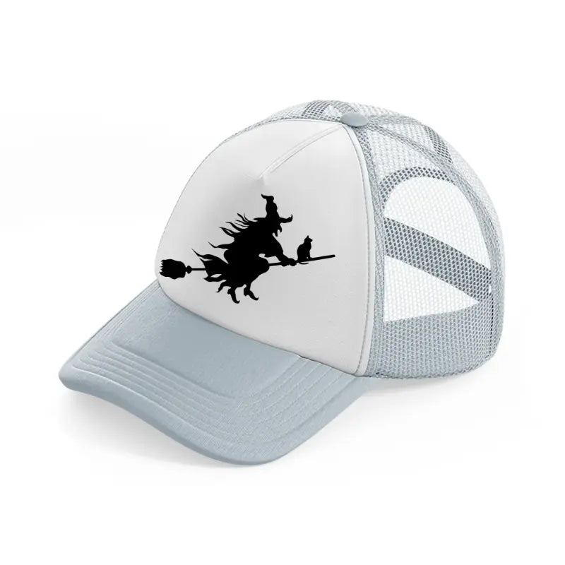 flying witch grey trucker hat