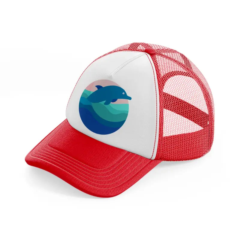 dolphin (1)-red-and-white-trucker-hat
