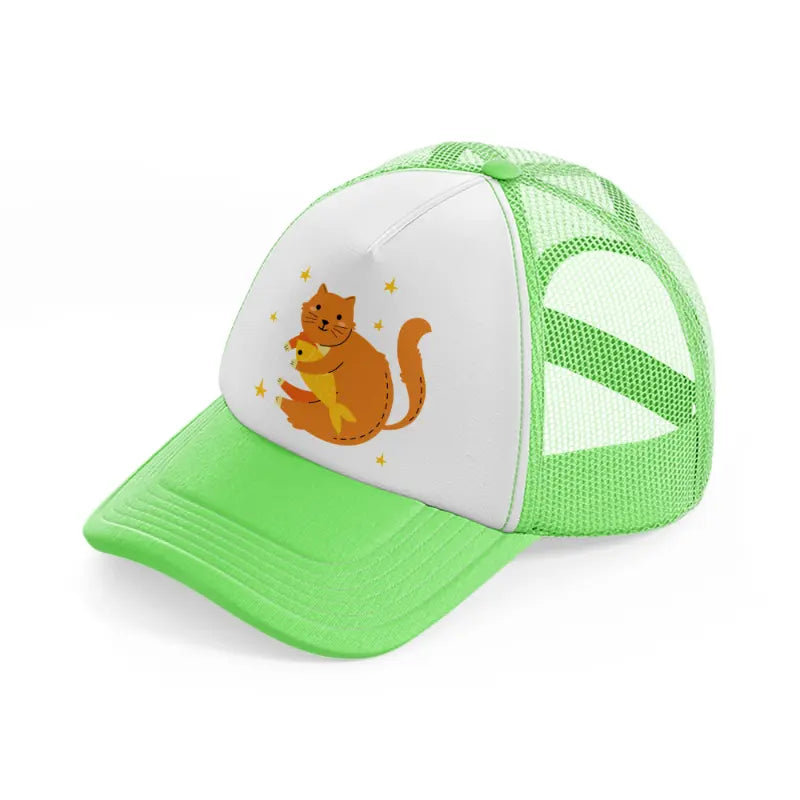 010 fish lime green trucker hat